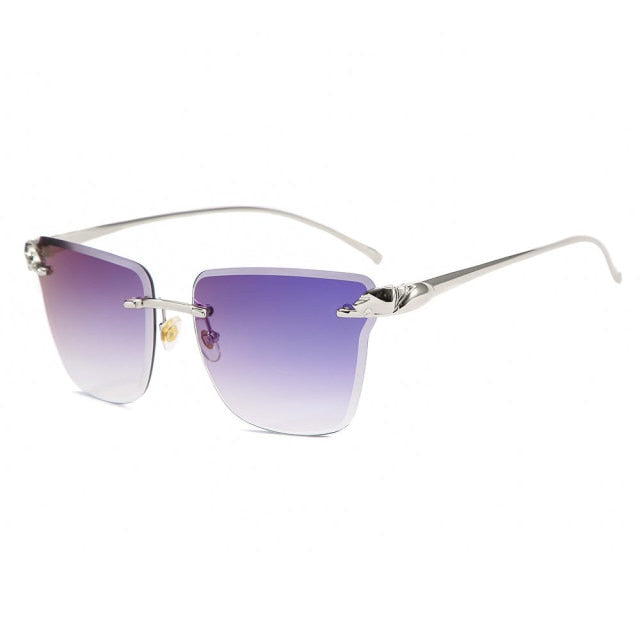 Calanovella New Fashion Cutting Rimless Square Leopard Sunglasses For