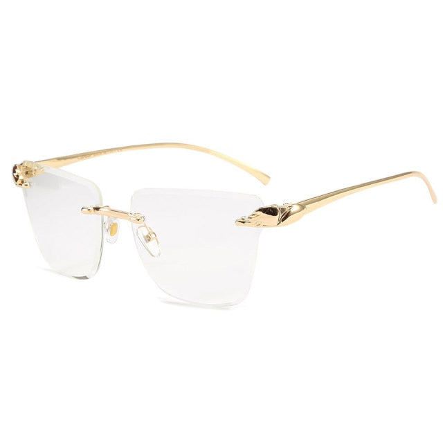 Calanovella New Fashion Cutting Rimless Square Leopard Sunglasses For