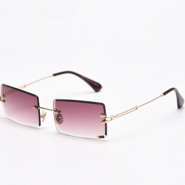 Calanovella Rectangle Steampunk Sunglasses Vintage Retro Rimless