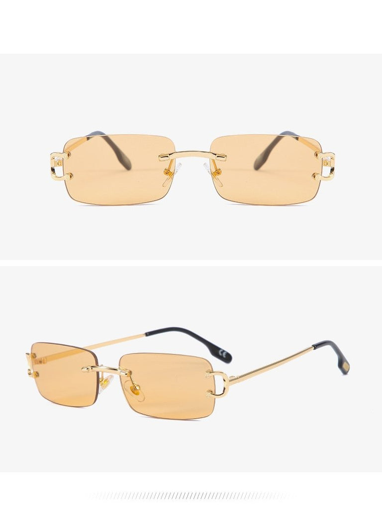 Calanovella Trendy Square Rimless Rectangle Sunglasses UV400