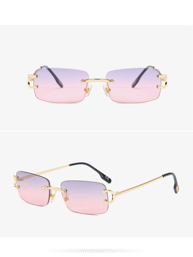 Calanovella Trendy Square Rimless Rectangle Sunglasses UV400
