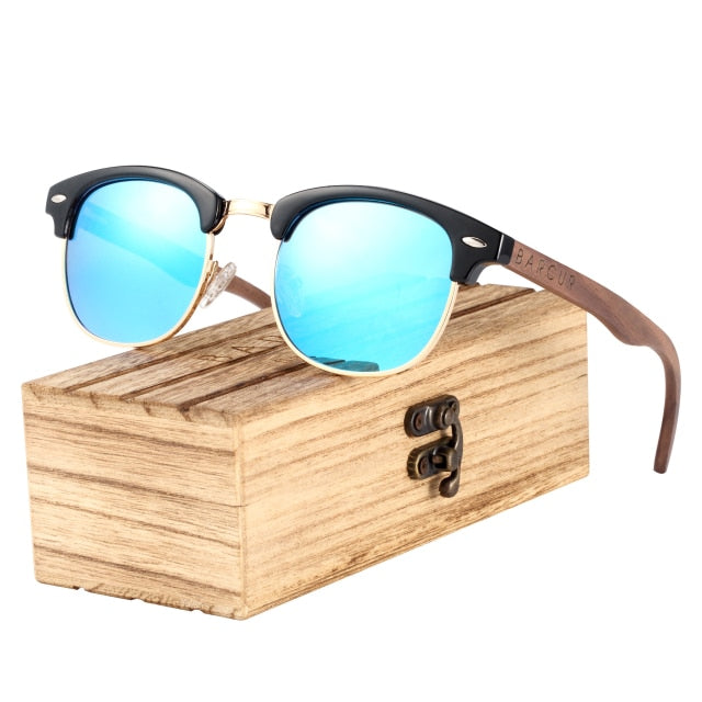 Calanovella Classic Black Walnut Wood Sunglasses Polarized Sun Glasses Handmade Wood Eyewear