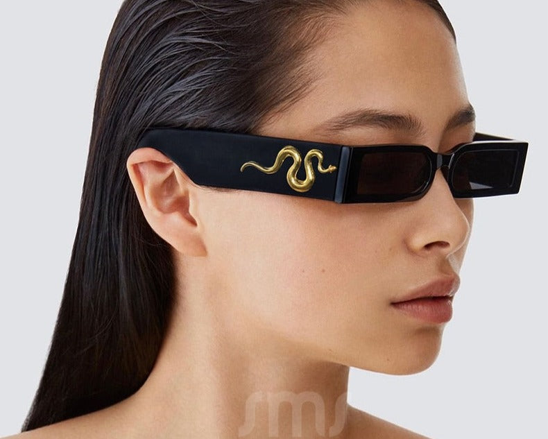 Calanovella Steampunk Rectangle Sunglasses Men Vintage Small Square