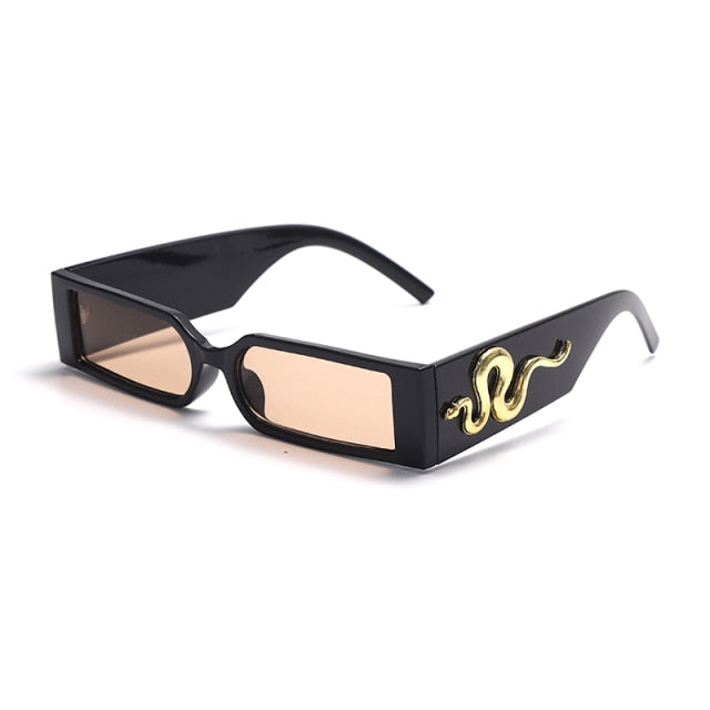 Calanovella Steampunk Rectangle Sunglasses Men Vintage Small Square