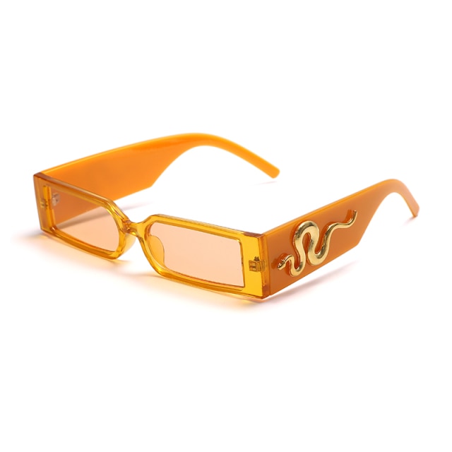 Calanovella Steampunk Rectangle Sunglasses Men Vintage Small Square