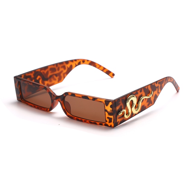 Calanovella Steampunk Rectangle Sunglasses Men Vintage Small Square
