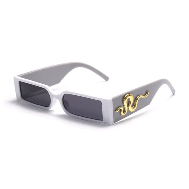 Calanovella Steampunk Rectangle Sunglasses Men Vintage Small Square