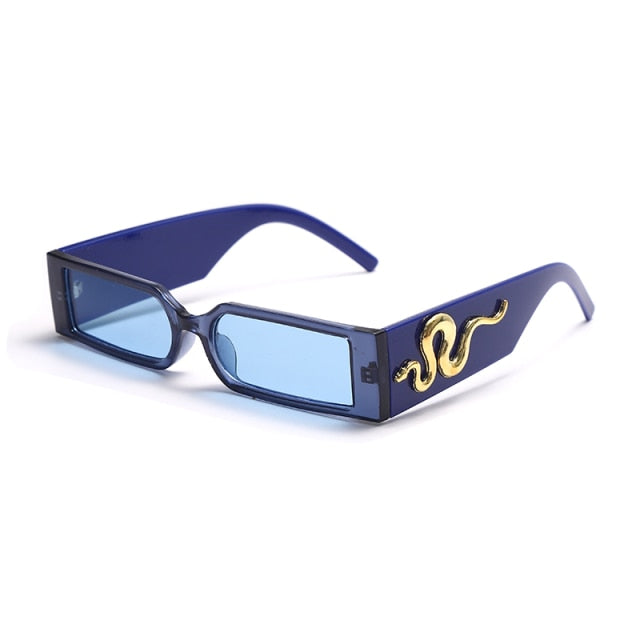 Calanovella Steampunk Rectangle Sunglasses Men Vintage Small Square