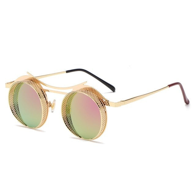 Calanovella Round Steampunk Sunglasses Men Women Punk Sun Glasses