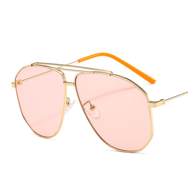 Calanovella Oversized Pilot Sunglasses Men Women Metal Frame Fashion UV400 Sun Glasses Steampunk Big Shades Female Eyewear