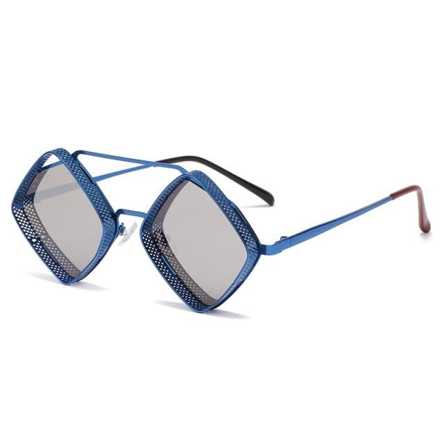 Calanovella Steampunk Sunglasses Fashion Men Women Brand Designer Vintage Rhombus Metal Frame Sun Glasses UV400 Shades Geometry Eyewear