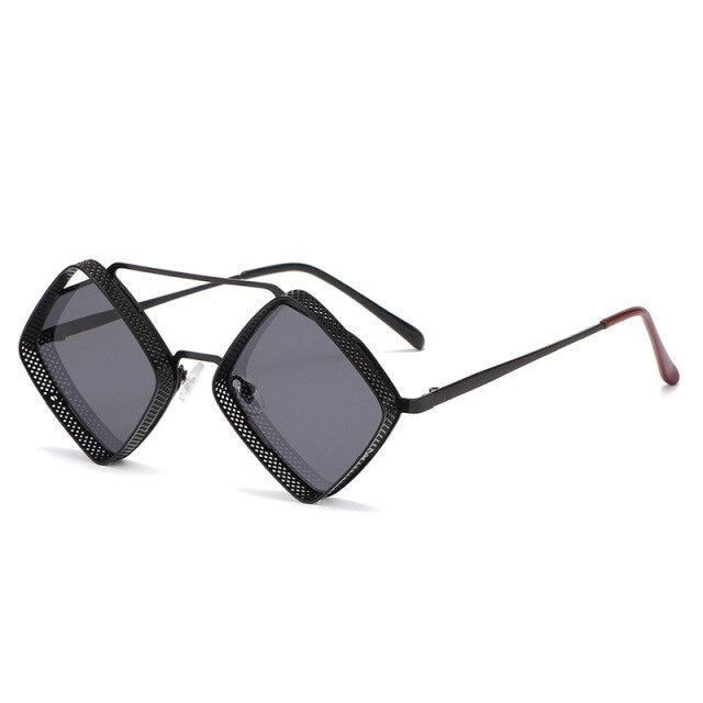 Calanovella Steampunk Sunglasses Fashion Men Women Brand Designer Vintage Rhombus Metal Frame Sun Glasses UV400 Shades Geometry Eyewear