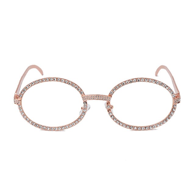 Calanovella Vintage Oval Eyeglasses Women Luxury Diamond Sunglasses