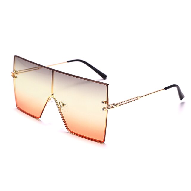 Calanovella One Piece Flat Women Punk Sunglasses Oversized Rimless Gradient Sun Glasses Men Goggle Shades UV400 Female  Eyewear Gafas De Sol
