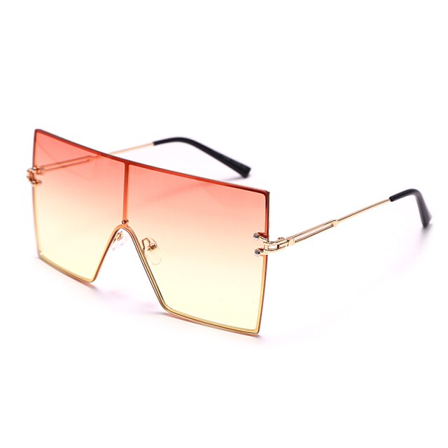 Calanovella One Piece Flat Women Punk Sunglasses Oversized Rimless