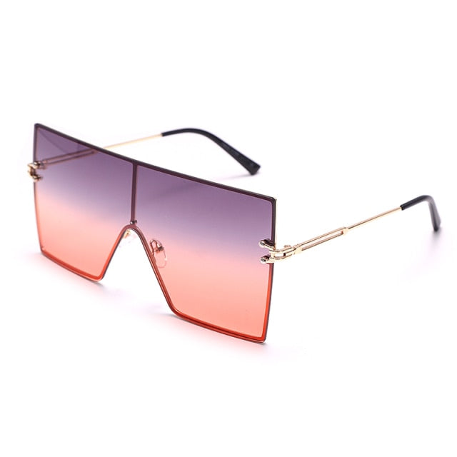 Calanovella One Piece Flat Women Punk Sunglasses Oversized Rimless Gradient Sun Glasses Men Goggle Shades UV400 Female  Eyewear Gafas De Sol