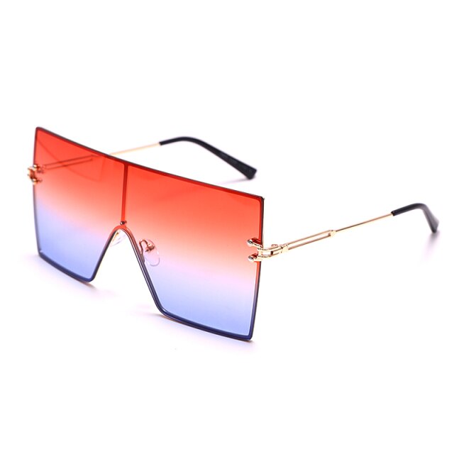 Calanovella One Piece Flat Women Punk Sunglasses Oversized Rimless