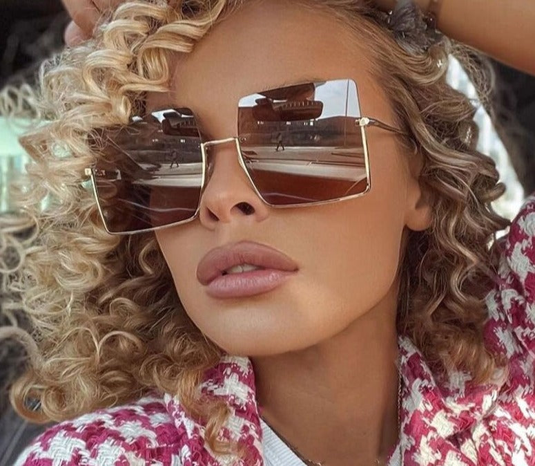 Calanovella Half Frame Sunglasses Women Luxury Brand Designer Oversized Square Shades Men UV400 Vintage Glasses Fashion Eyewear Gafas De Sol