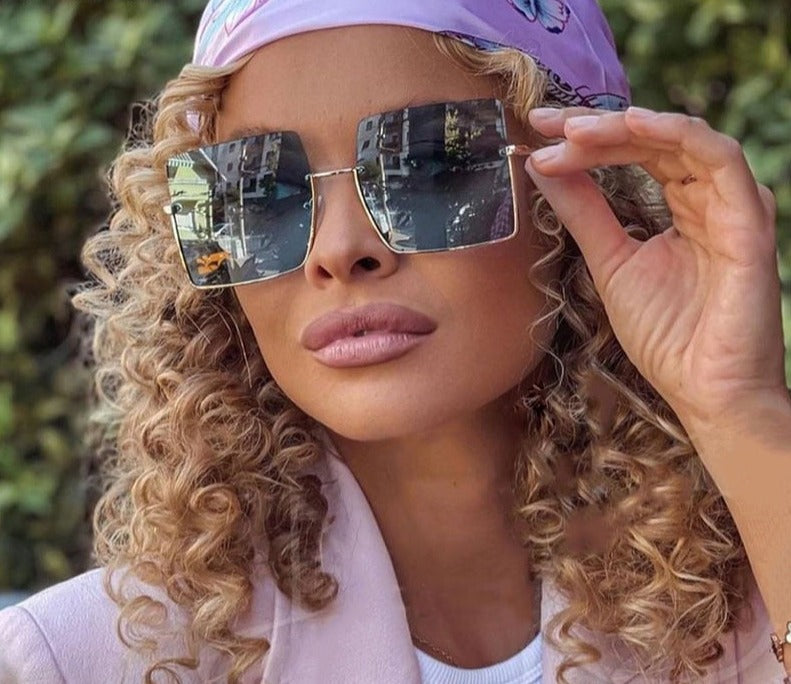 Calanovella Half Frame Sunglasses Women Luxury Brand Designer Oversized Square Shades Men UV400 Vintage Glasses Fashion Eyewear Gafas De Sol