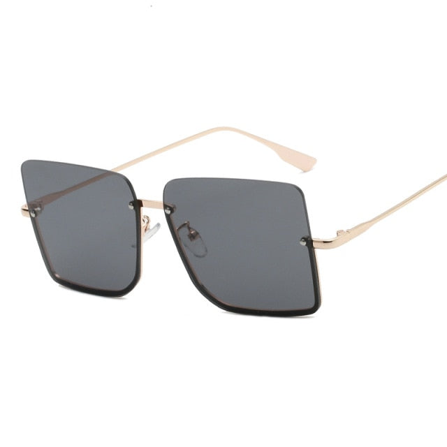 Calanovella Half Frame Sunglasses Women Luxury Brand Designer Oversized Square Shades Men UV400 Vintage Glasses Fashion Eyewear Gafas De Sol