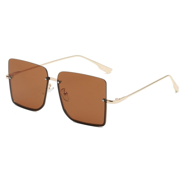Calanovella Half Frame Sunglasses Women Luxury Brand Designer Oversized Square Shades Men UV400 Vintage Glasses Fashion Eyewear Gafas De Sol