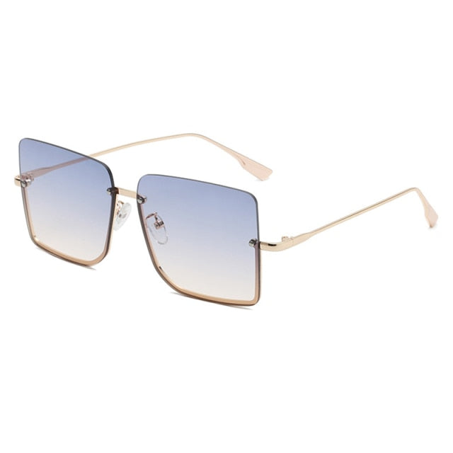 Calanovella Half Frame Sunglasses Women Luxury Brand Designer Oversized Square Shades Men UV400 Vintage Glasses Fashion Eyewear Gafas De Sol