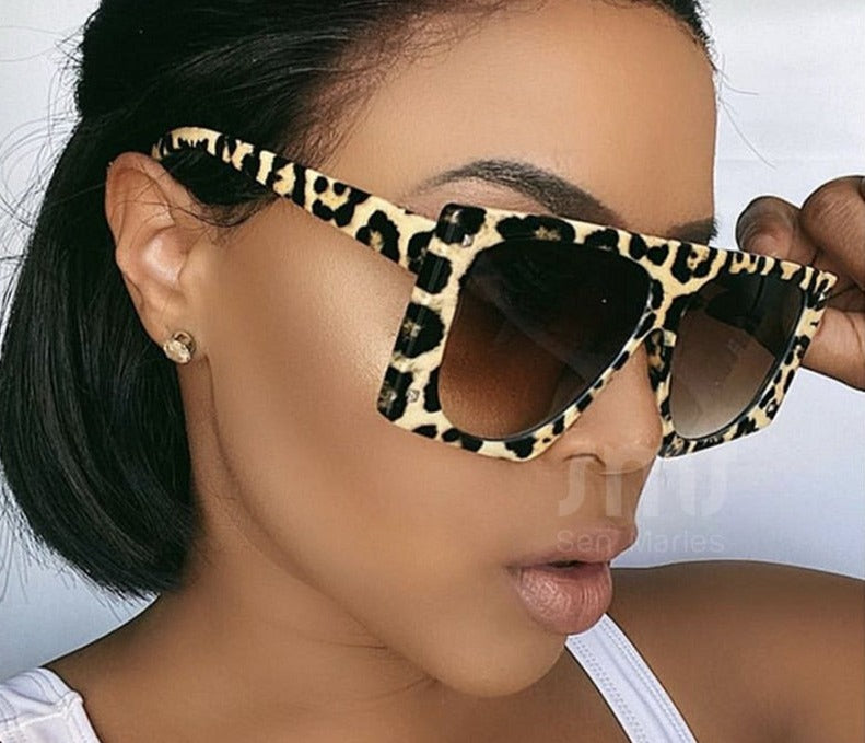 Calanovella Punk Leopard Sunglasses Women Oversized Sun Glasses Men