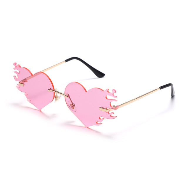 Calanovella New Punk Heart Sunglasses Women Rimless Sun Glasses Men