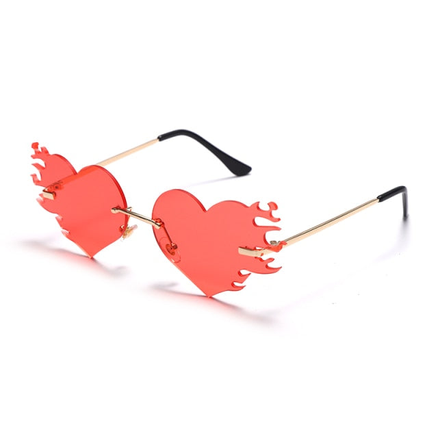 Calanovella New Punk Heart Sunglasses Women Rimless Sun Glasses Men