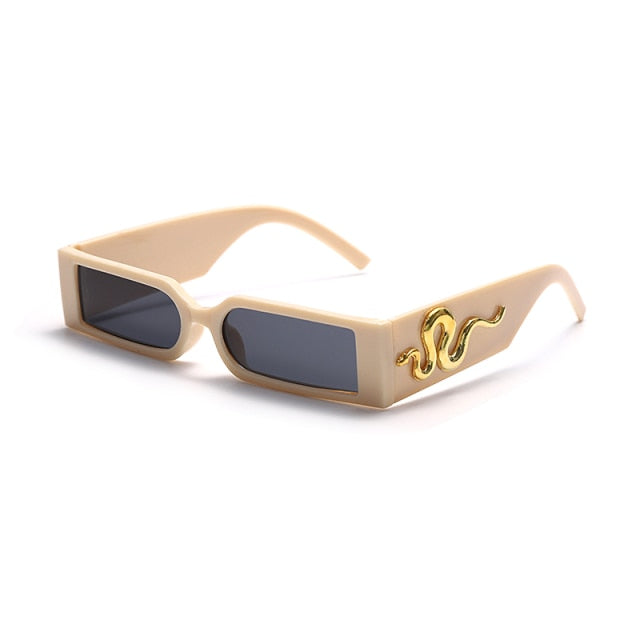 Calanovella Steampunk Rectangle Sunglasses Men Vintage Small Square