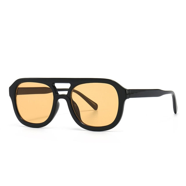 Calanovella Vintage Retro Round Sunglasses Double Bridges Fashion Jelly Color Eyewear Trending Leopard Tea Sun Glasses Shades UV400