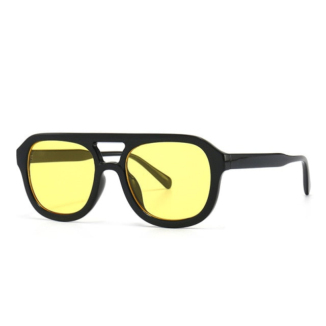 Calanovella Vintage Retro Round Sunglasses Double Bridges Fashion Jelly Color Eyewear Trending Leopard Tea Sun Glasses Shades UV400
