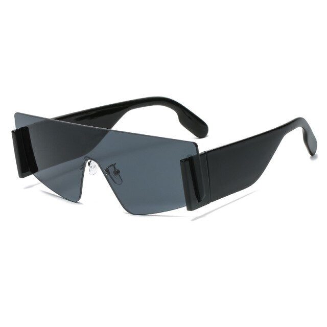 Calanovella Square Oversized Sunglasses One Lens Brand Designer Sunglasses Rimless Fashion Men Women Shades UV400 Vintage Glasses