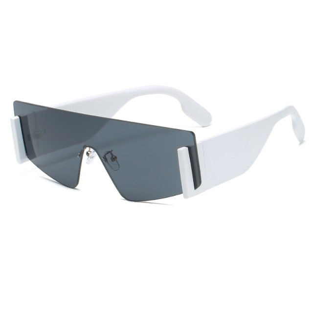 Calanovella Square Oversized Sunglasses One Lens Brand Designer Sunglasses Rimless Fashion Men Women Shades UV400 Vintage Glasses