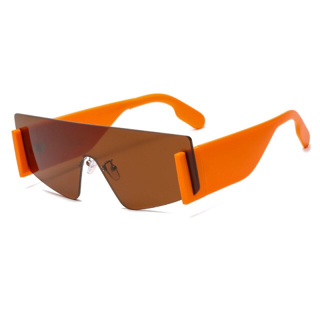 Calanovella Square Oversized Sunglasses One Lens Brand Designer Sunglasses Rimless Fashion Men Women Shades UV400 Vintage Glasses