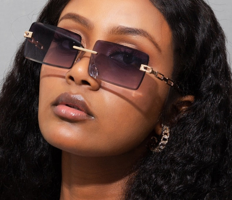 Calanovella Vintage Rectangle Sunglasses Women Brand Designer