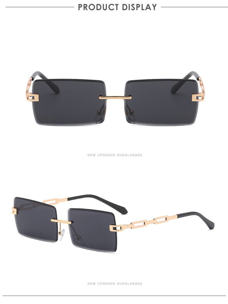 Calanovella Vintage Rectangle Sunglasses Women Brand Designer