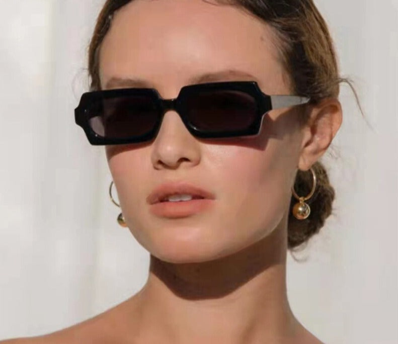 Calanovella Retro Rectangle Sunglasses Women Vintage Small Square Sun