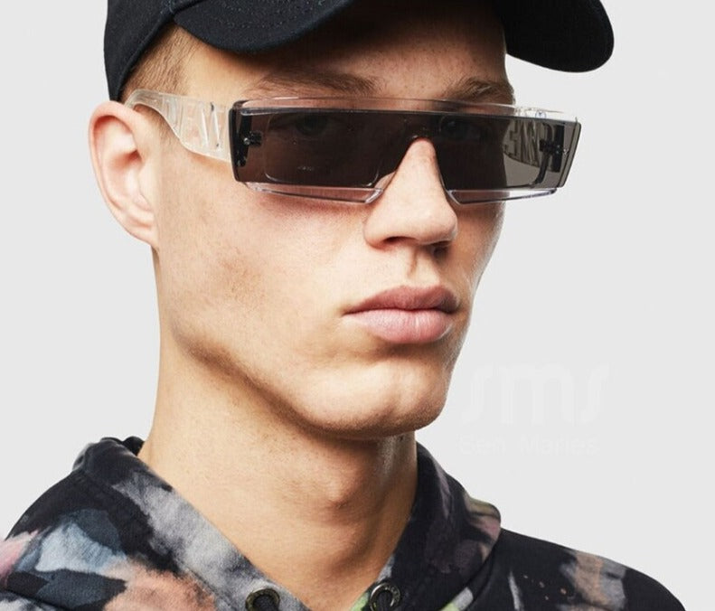 Calanovella One Lens Steam Punk Sunglasses Cool Men Women Brand Designer Fashion Shades UV400 Vintage One Piece Sun Glasses Eyewear