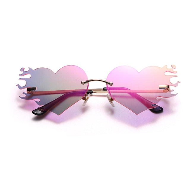Calanovella New Punk Heart Sunglasses Women Rimless Sun Glasses Men