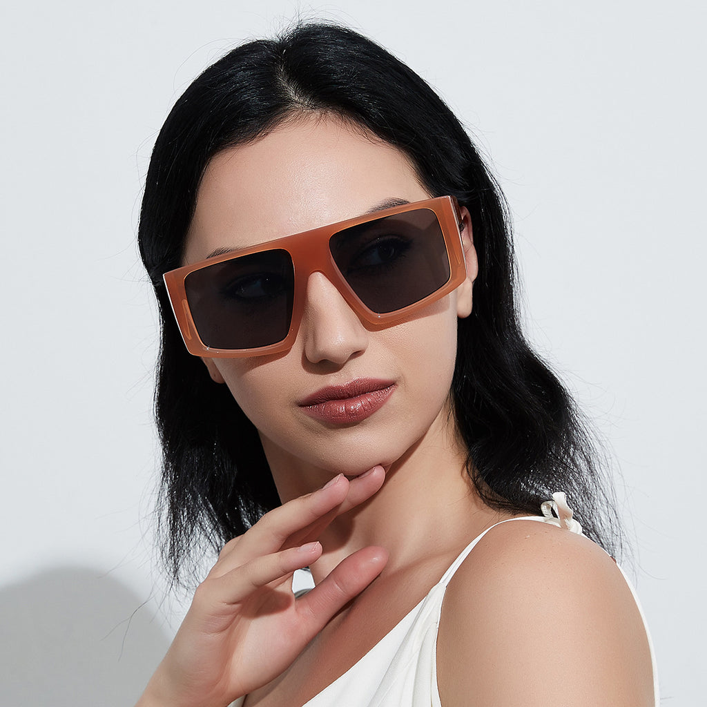 Calanovella Trendy Oversized Square Women Sunglasses Vintage Flat Top