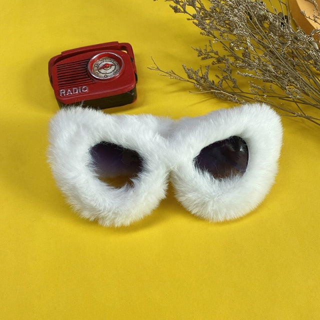 Calanovella Trendy Cat Eye Kardashan Sunglasses Women Punk Soft Fur