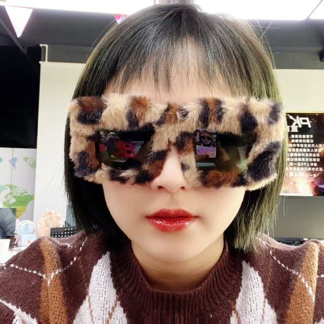 Calanovella Trendy Cat Eye Kardashan Sunglasses Women Punk Soft Fur