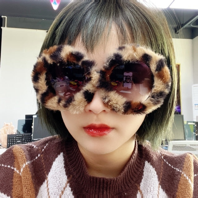 Calanovella Trendy Cat Eye Kardashan Sunglasses Women Punk Soft Fur
