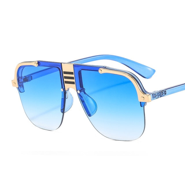 Calanovella Oversized Punk Sunglasses Women Gradient Rimless Sun Glasses Men UV400 Driving Steampunk Shades Eyewear Luxury Brand Designer