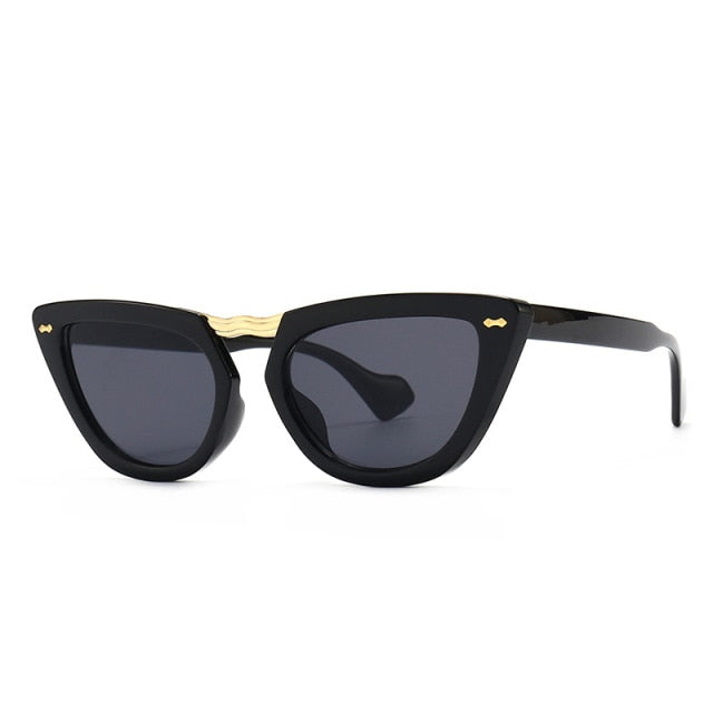 Calanovella Punk Women Cat Eye Sunglasses Small Sun Glasses Men UV400