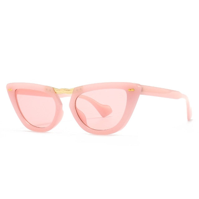 Calanovella Punk Women Cat Eye Sunglasses Small Sun Glasses Men UV400