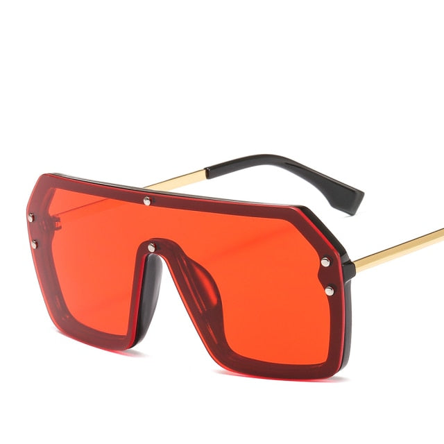 Calanovella Punk One Piece Rimless Sunglasses Women Steampunk Oversized Sun Glasses Men UV400 Gradient Shades Fashion Eyewear Gafas De Sol