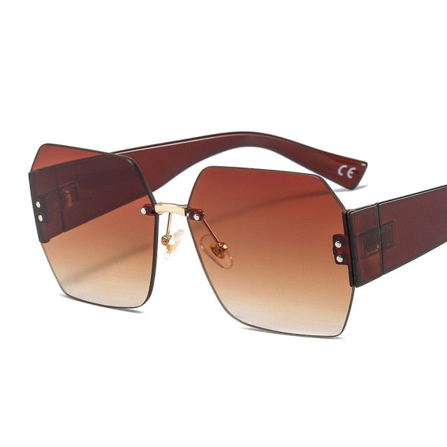 Calanovella Vintage Rimless Sunglasses Women Men Retro Sun Glasses Women Square Eyeglasses Oversized Shades Eyewear Small Shades UV400