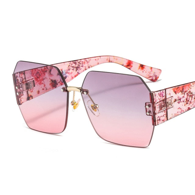 Calanovella Vintage Rimless Sunglasses Women Men Retro Sun Glasses Women Square Eyeglasses Oversized Shades Eyewear Small Shades UV400